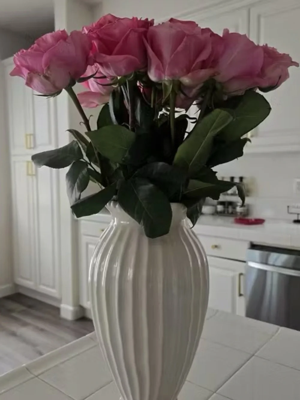 Tall Beaded Ceramic Vase Ivory - Threshold